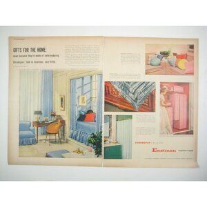 Vintage 1950s Eastman Chromspun Advertisement Home Decor 2 Page Print AD MOD Dec